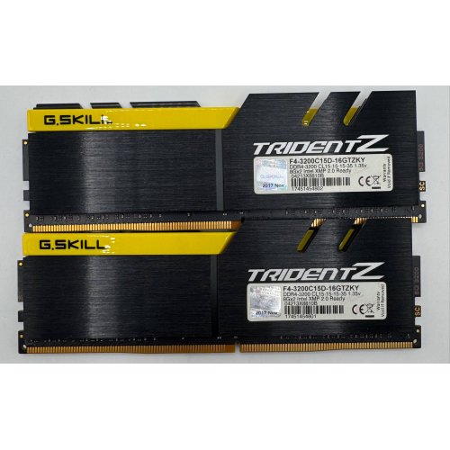 Озп G.Skill DDR4 16GB (2x8GB) 3200Mhz Trident Z Yellow (F4-3200C15D-16GTZKY) (Відновлено продавцем, 876121) купити в Україні: Київ, Львів, Хмельницький, Тернопіль, Івано-Франківськ | Перевірка сумісності, низька ціна, відгуки, характеристики від TELEMART фото