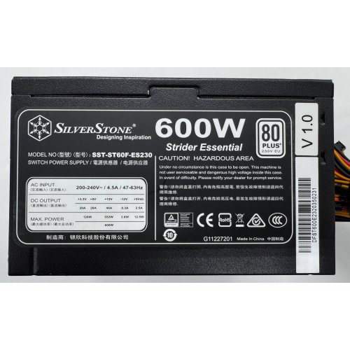 Блок питания Silverstone 600W (SST-ST60F-ES230) (Восстановлено продавцом, 876176) купить в Украине: Киев, Днепр, Харьков, Одесса  | Проверка совместимости, низкая цена, отзывы, характеристики от TELEMART фото