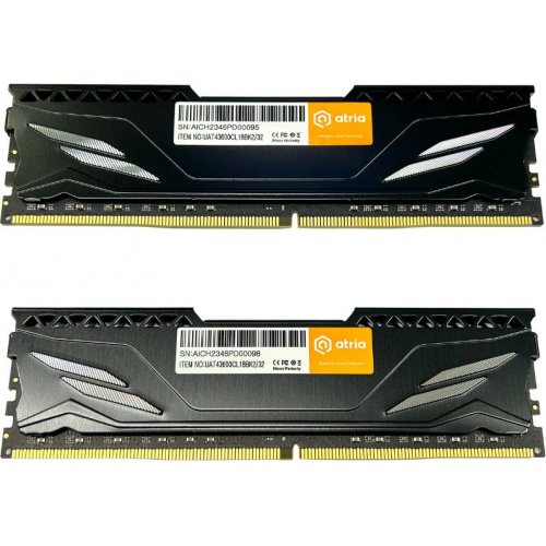 Уценка озу ATRIA DDR4 32GB (2x16GB) 3600Mhz Fly Black (UAT43600CL18BK2/32) (Вскрытая упаковка, 876368) купить в Украине: Киев, Днепр, Харьков, Одесса  | Проверка совместимости, низкая цена, отзывы, характеристики от TELEMART фото
