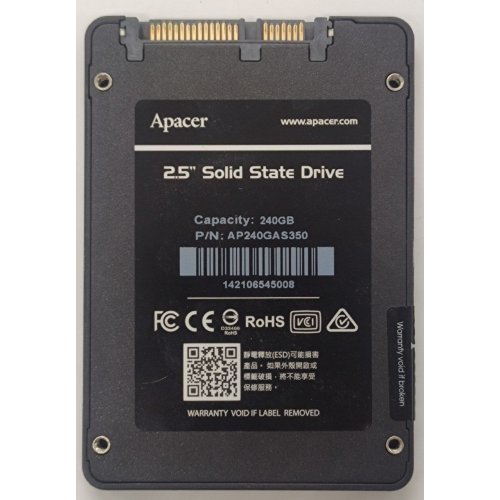 Ssd-диск Apacer Panther AS350 TLC 240GB 2.5" (AP240GAS350-1) (Відновлено продавцем, 876377) купити в Україні: Київ, Львів, Хмельницький, Тернопіль, Івано-Франківськ | Перевірка сумісності, низька ціна, відгуки, характеристики від TELEMART фото