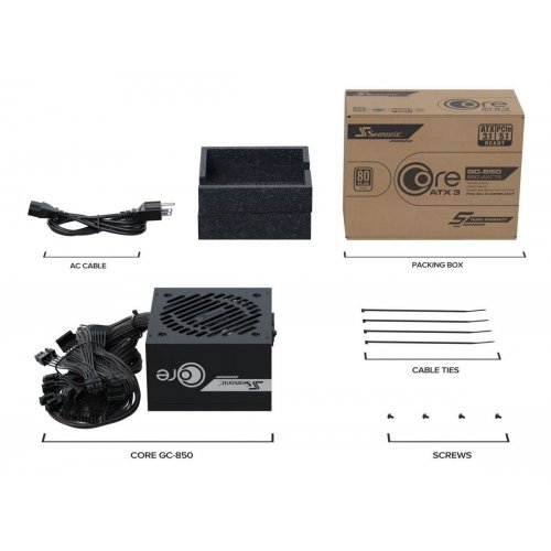 Блок питания Seasonic Core GC 850W ATX 3.1 (CORE GC-850 ATX31) купить в Украине: Киев, Днепр, Харьков, Одесса  | Проверка совместимости, низкая цена, отзывы, характеристики от TELEMART фото