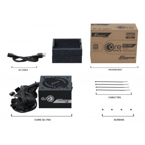 Блок питания Seasonic Core GC 750W ATX 3.1 (CORE GC-750 ATX31) купить в Украине: Киев, Днепр, Харьков, Одесса  | Проверка совместимости, низкая цена, отзывы, характеристики от TELEMART фото