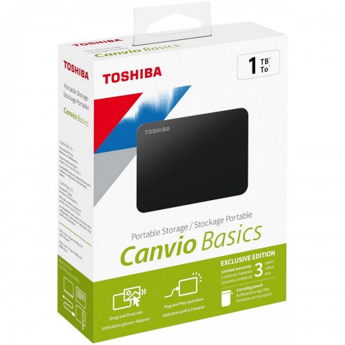 Внешний HDD Toshiba Canvio Basics Exclusive 1TB (HDTB510MK3AA) Black купить в Украине: Киев, Днепр, Харьков, Одесса  | Низкая цена, отзывы, характеристики от TELEMART фото