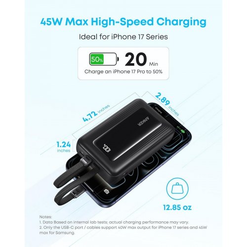 Powerbank Anker 20000mAh 45W (A1681H12) Black купити в Україні: Київ, Львів, Хмельницький, Тернопіль, Івано-Франківськ | Низька ціна, відгуки, характеристики від TELEMART фото