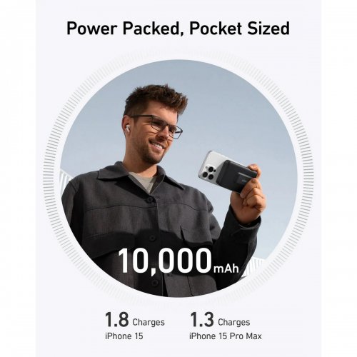 Powerbank Anker MagGo 10000mAh Qi2 15W + USB-C 27W (A1654G11) Black купити в Україні: Київ, Львів, Хмельницький, Тернопіль, Івано-Франківськ | Низька ціна, відгуки, характеристики від TELEMART фото