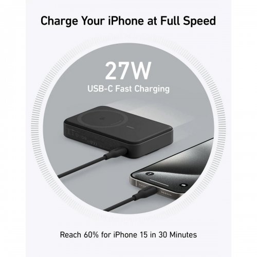 Powerbank Anker MagGo 10000mAh Qi2 15W + USB-C 27W (A1654G11) Black купити в Україні: Київ, Львів, Хмельницький, Тернопіль, Івано-Франківськ | Низька ціна, відгуки, характеристики від TELEMART фото