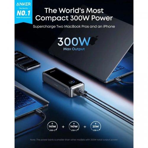 Powerbank Anker Prime 26000mAh 300W (A110AH11) Black купити в Україні: Київ, Львів, Хмельницький, Тернопіль, Івано-Франківськ | Низька ціна, відгуки, характеристики від TELEMART фото