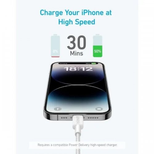 Кабель Anker 322 USB Type-C to Lightning 0.9m (A81B5H21/A81B5G21) White купить в Украине: Киев, Днепр, Харьков, Одесса  | Низкая цена, отзывы, характеристики от TELEMART фото