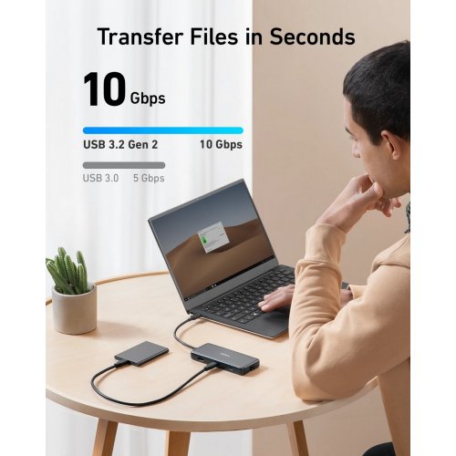 USB-хаб Anker PowerExpand USB Type-C 8 in 1 (A83830A2) Black купить в Украине: Киев, Днепр, Харьков, Одесса  | Низкая цена, отзывы, характеристики от TELEMART фото