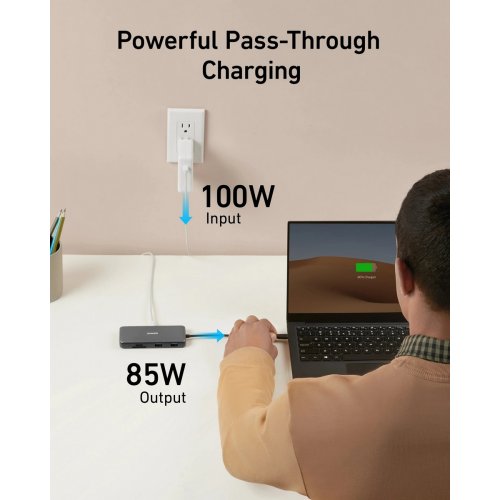 USB-хаб Anker PowerExpand USB Type-C 8 in 1 (A83830A2) Black купить в Украине: Киев, Днепр, Харьков, Одесса  | Низкая цена, отзывы, характеристики от TELEMART фото