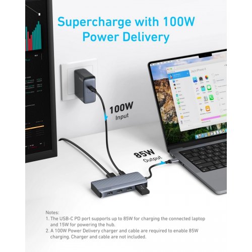 USB-хаб Anker USB Type-C 7 in 1 (A83740A2) Black купити в Україні: Київ, Львів, Хмельницький, Тернопіль, Івано-Франківськ | Низька ціна, відгуки, характеристики від TELEMART фото