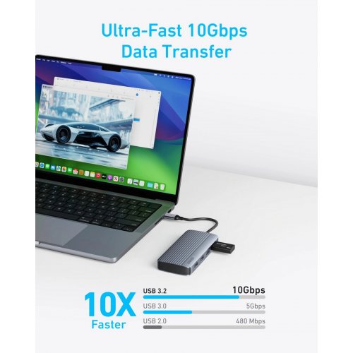 USB-хаб Anker USB Type-C 7 in 1 (A83740A2) Black купити в Україні: Київ, Львів, Хмельницький, Тернопіль, Івано-Франківськ | Низька ціна, відгуки, характеристики від TELEMART фото