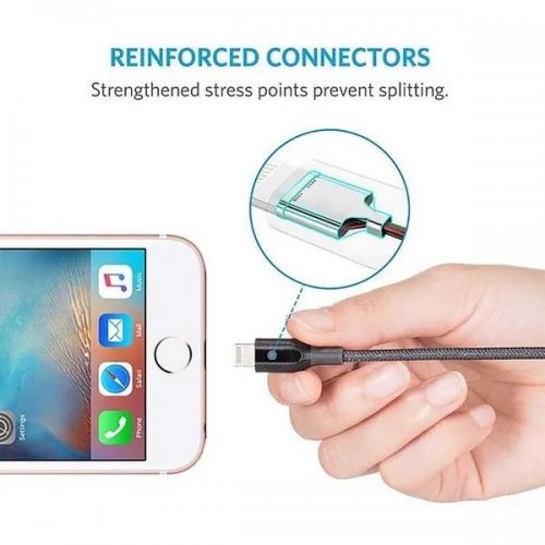 Кабель Anker Powerline Select+ USB to Lightning 1.8m (A8013H11/A8013H12) Black купить в Украине: Киев, Днепр, Харьков, Одесса  | Низкая цена, отзывы, характеристики от TELEMART фото