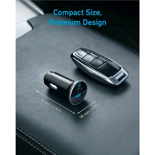 Автомобільний зарядний пристрій Anker PowerDrive 323 USB 22.5W + USB Type-C 30W (A2735G11) Black купити в Україні: Київ, Львів, Хмельницький, Тернопіль, Івано-Франківськ | Низька ціна, відгуки, характеристики від TELEMART фото