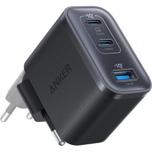 Сетевое зарядное устройство Anker Charger USB + 2 x USB Type-C 70W (A121AL11) Black купить в Украине: Киев, Днепр, Харьков, Одесса  | Низкая цена, отзывы, характеристики от TELEMART фото