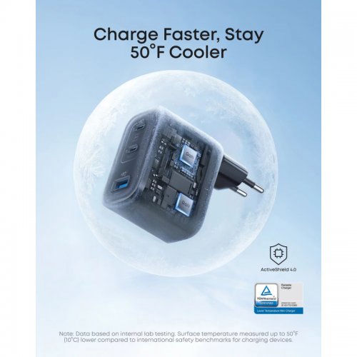 Сетевое зарядное устройство Anker Charger USB + 2 x USB Type-C 70W (A121AL11) Black купить в Украине: Киев, Днепр, Харьков, Одесса  | Низкая цена, отзывы, характеристики от TELEMART фото