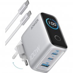 Сетевое зарядное устройство Anker GaN Charger USB + 2 x USB Type-C 100W (B121BG41) Silver