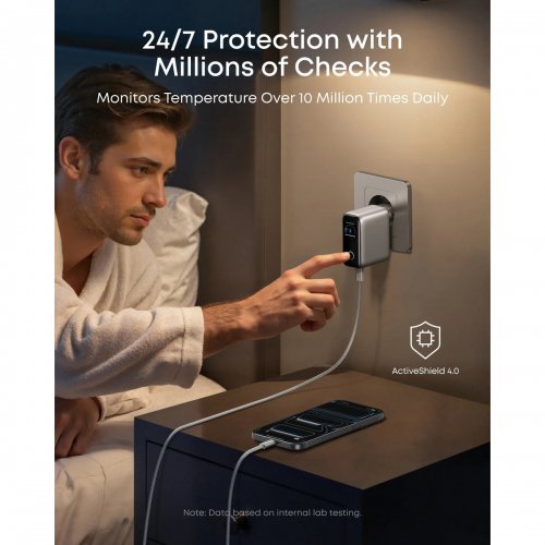 Сетевое зарядное устройство Anker GaN Charger USB + 2 x USB Type-C 100W (B121BG41) Silver купить в Украине: Киев, Днепр, Харьков, Одесса  | Низкая цена, отзывы, характеристики от TELEMART фото