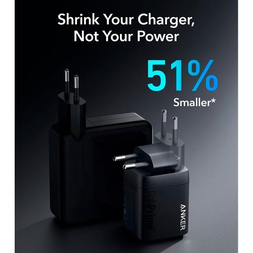 Сетевое зарядное устройство Anker GaNPrime Charger USB + 2 x USB Type-C 67W (A2669313) Black купить в Украине: Киев, Днепр, Харьков, Одесса  | Низкая цена, отзывы, характеристики от TELEMART фото