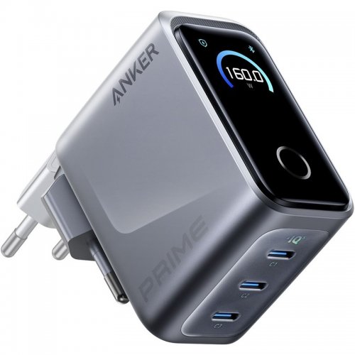 Мережевий зарядний пристрій Anker GaNPrime Charger 3 x USB Type-C 160W (A2687341) Silver купити в Україні: Київ, Львів, Хмельницький, Тернопіль, Івано-Франківськ | Низька ціна, відгуки, характеристики від TELEMART фото