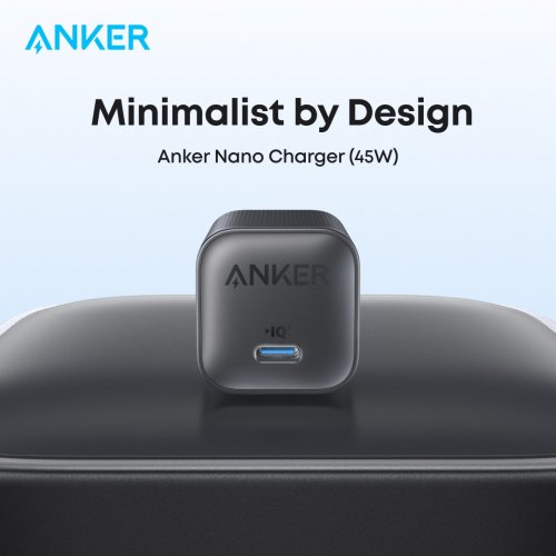 Мережевий зарядний пристрій Anker Nano Charger USB Type-C 45W (A2692L11) Black купити в Україні: Київ, Львів, Хмельницький, Тернопіль, Івано-Франківськ | Низька ціна, відгуки, характеристики від TELEMART фото