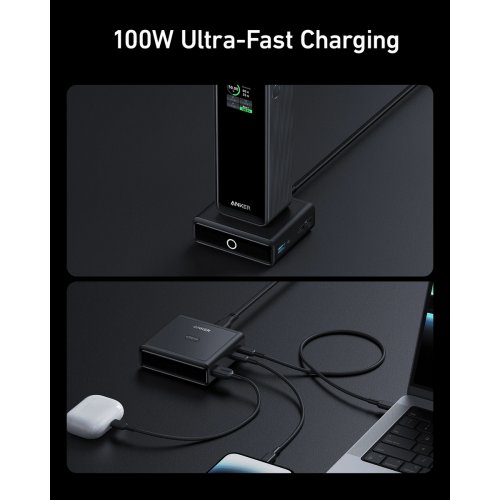 Сетевое зарядное устройство Anker Charging Base for Anker Prime 100W (A1902311) Black купить в Украине: Киев, Днепр, Харьков, Одесса  | Низкая цена, отзывы, характеристики от TELEMART фото