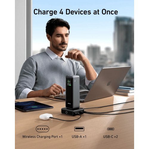 Сетевое зарядное устройство Anker Charging Base for Anker Prime 100W (A1902311) Black купить в Украине: Киев, Днепр, Харьков, Одесса  | Низкая цена, отзывы, характеристики от TELEMART фото
