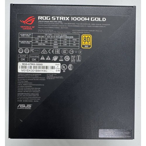 Блок питания Asus ROG Strix 1000W (ROG-STRIX-1000G) (Восстановлено продавцом, 876843) купить в Украине: Киев, Днепр, Харьков, Одесса  | Проверка совместимости, низкая цена, отзывы, характеристики от TELEMART фото