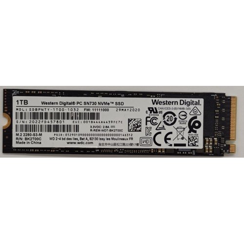 Ssd-диск Western Digital SN730 1TB M.2 (2280 PCI-E) (SDBQNTY-1T00) (Восстановлено продавцом, 876847) купить в Украине: Киев, Днепр, Харьков, Одесса  | Проверка совместимости, низкая цена, отзывы, характеристики от TELEMART фото
