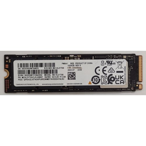 Ssd-диск Samsung PM9A1 V-NAND 1TB M.2 (2280 PCI-E) (MZVL21T0HCLR-00B00) OEM (Відновлено продавцем, 876848) купити в Україні: Київ, Львів, Хмельницький, Тернопіль, Івано-Франківськ | Перевірка сумісності, низька ціна, відгуки, характеристики від TELEMART фото