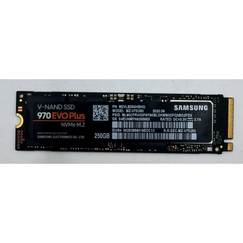 Ssd-диск Samsung 970 Evo Plus V-NAND MLC 250GB M.2 (2280 PCI-E) (MZ-V7S250BW) (Відновлено продавцем, 876879) купити в Україні: Київ, Львів, Хмельницький, Тернопіль, Івано-Франківськ | Перевірка сумісності, низька ціна, відгуки, характеристики від TELEMART фото