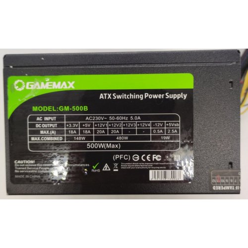 Блок живлення GAMEMAX 500W (GM-500B) (Відновлено продавцем, 876898) купити в Україні: Київ, Львів, Хмельницький, Тернопіль, Івано-Франківськ | Перевірка сумісності, низька ціна, відгуки, характеристики від TELEMART фото