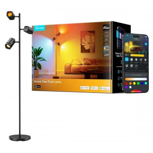 Розумний торшер Govee H60B2 RGBWWIC Tree Floor Lamp (H60B2311) Black купити в Україні: Київ, Львів, Хмельницький, Тернопіль, Івано-Франківськ | Низька ціна, відгуки, характеристики від TELEMART фото