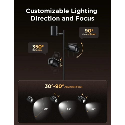 Розумний торшер Govee H60B2 RGBWWIC Tree Floor Lamp (H60B2311) Black купити в Україні: Київ, Львів, Хмельницький, Тернопіль, Івано-Франківськ | Низька ціна, відгуки, характеристики від TELEMART фото