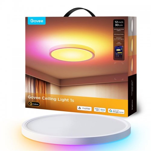 Потолочний світильник Govee 12" RGBWW + RGBIC Smart Ceiling Light (H80A1C01) купити в Україні: Київ, Львів, Хмельницький, Тернопіль, Івано-Франківськ | Низька ціна, відгуки, характеристики від TELEMART фото