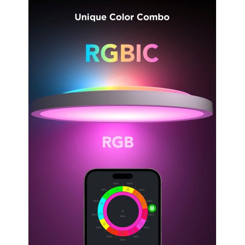 Потолочний світильник Govee 12" RGBWW + RGBIC Smart Ceiling Light (H80A1C01) купити в Україні: Київ, Львів, Хмельницький, Тернопіль, Івано-Франківськ | Низька ціна, відгуки, характеристики від TELEMART фото