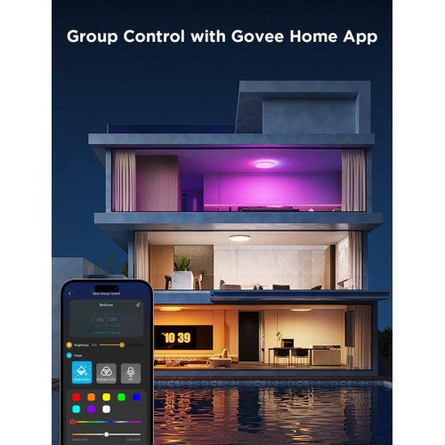 Потолочний світильник Govee 12" RGBWW + RGBIC Smart Ceiling Light (H80A1C01) купити в Україні: Київ, Львів, Хмельницький, Тернопіль, Івано-Франківськ | Низька ціна, відгуки, характеристики від TELEMART фото