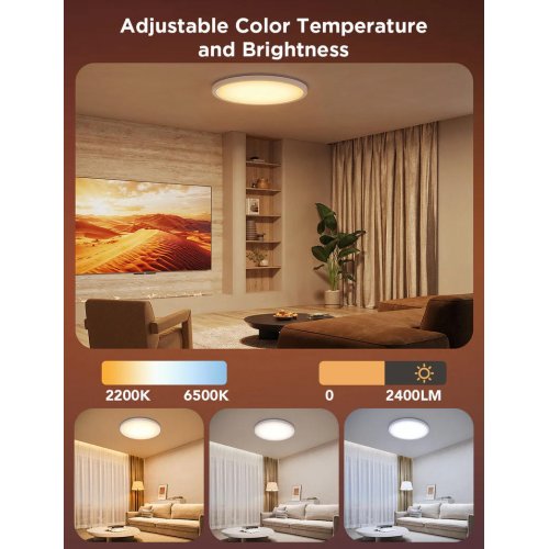 Потолочний світильник Govee 12" RGBWW + RGBIC Smart Ceiling Light (H80A1C01) купити в Україні: Київ, Львів, Хмельницький, Тернопіль, Івано-Франківськ | Низька ціна, відгуки, характеристики від TELEMART фото