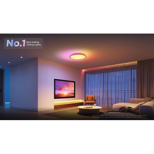 Потолочний світильник Govee 12" RGBWW + RGBIC Smart Ceiling Light (H80A1C01) купити в Україні: Київ, Львів, Хмельницький, Тернопіль, Івано-Франківськ | Низька ціна, відгуки, характеристики від TELEMART фото