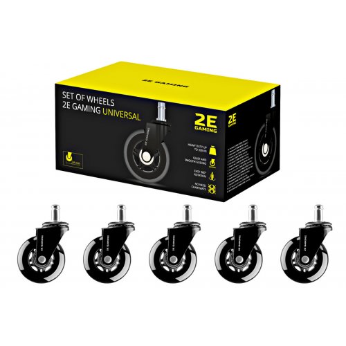 Комплект колес 2E Gaming Set of Wheels Universal 5шт (GWH-003-BK) Black купить в Украине: Киев, Днепр, Харьков, Одесса  | Низкая цена, отзывы, характеристики от TELEMART фото