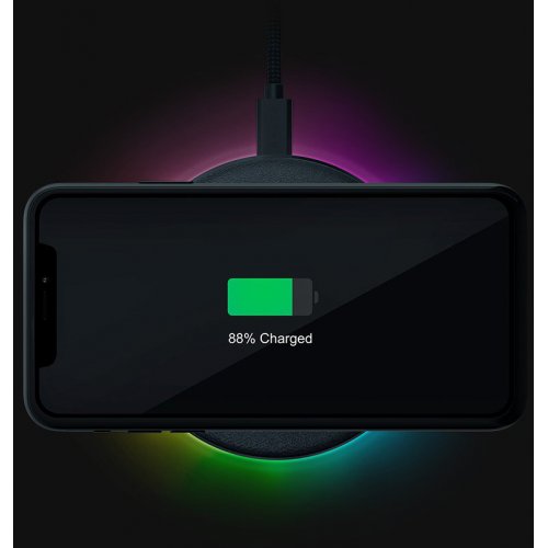 Беспроводное зарядное устройство Razer Charging Pad Chroma 10W (RC21-01600100-R371) Black купить в Украине: Киев, Днепр, Харьков, Одесса  | Низкая цена, отзывы, характеристики от TELEMART фото