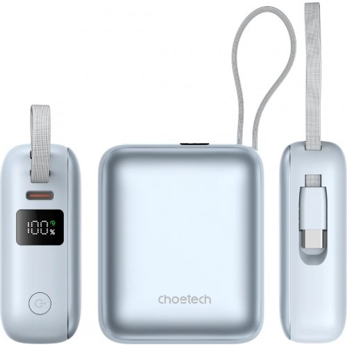 Powerbank Choetech B832 10000mAh 35W (B832-LBE) Light Blue купити в Україні: Київ, Львів, Хмельницький, Тернопіль, Івано-Франківськ | Низька ціна, відгуки, характеристики від TELEMART фото