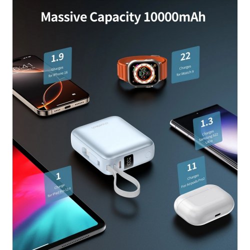 Powerbank Choetech B832 10000mAh 35W (B832-LBE) Light Blue купити в Україні: Київ, Львів, Хмельницький, Тернопіль, Івано-Франківськ | Низька ціна, відгуки, характеристики від TELEMART фото