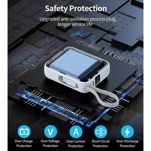 Powerbank Choetech B832 10000mAh 35W (B832-LBE) Light Blue купити в Україні: Київ, Львів, Хмельницький, Тернопіль, Івано-Франківськ | Низька ціна, відгуки, характеристики від TELEMART фото