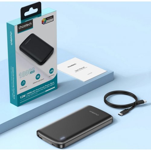 Powerbank Choetech B850 10000mAh 12W (B850-ACBK) Black купить в Украине: Киев, Днепр, Харьков, Одесса  | Низкая цена, отзывы, характеристики от TELEMART фото