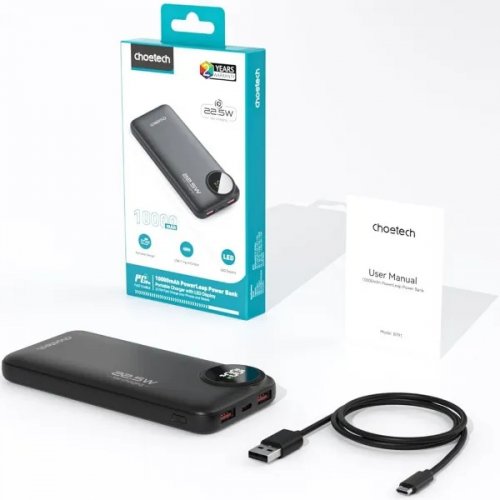 Powerbank Choetech B791 10000mAh 22.5W (M15-B791-ACBK-NG) Black купити в Україні: Київ, Львів, Хмельницький, Тернопіль, Івано-Франківськ | Низька ціна, відгуки, характеристики від TELEMART фото