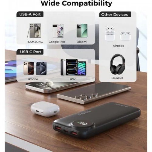 Powerbank Choetech B791 10000mAh 22.5W (M15-B791-ACBK-NG) Black купити в Україні: Київ, Львів, Хмельницький, Тернопіль, Івано-Франківськ | Низька ціна, відгуки, характеристики від TELEMART фото