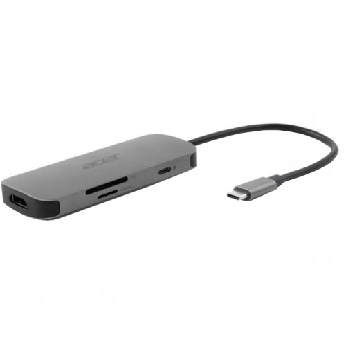 USB-хаб Acer USB Type-C 7 in 1 (HP.DSCAB.018) Silver купить в Украине: Киев, Днепр, Харьков, Одесса  | Низкая цена, отзывы, характеристики от TELEMART фото