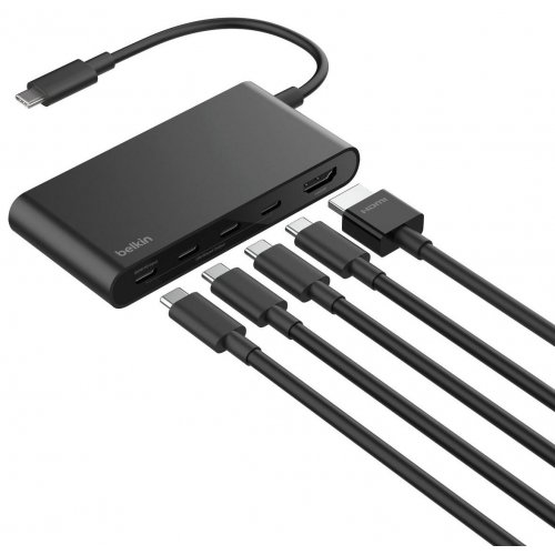 USB-хаб Belkin USB Type-C 5 in 1 (AVC021HQBK) Black купить в Украине: Киев, Днепр, Харьков, Одесса  | Низкая цена, отзывы, характеристики от TELEMART фото