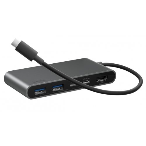 USB-хаб Belkin USB Type-C 5 in 1 (AVC022HQSGY) Space Gray купити в Україні: Київ, Львів, Хмельницький, Тернопіль, Івано-Франківськ | Низька ціна, відгуки, характеристики від TELEMART фото